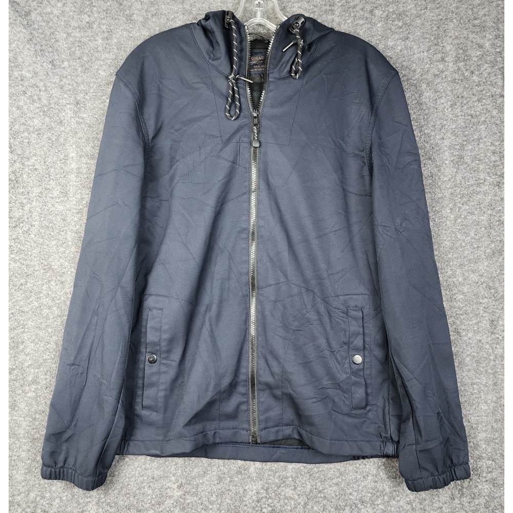 Nomad Hooded Jacket Mens Size M Navy Blue Fleece Lined Ripstop Full Zip Outdoor